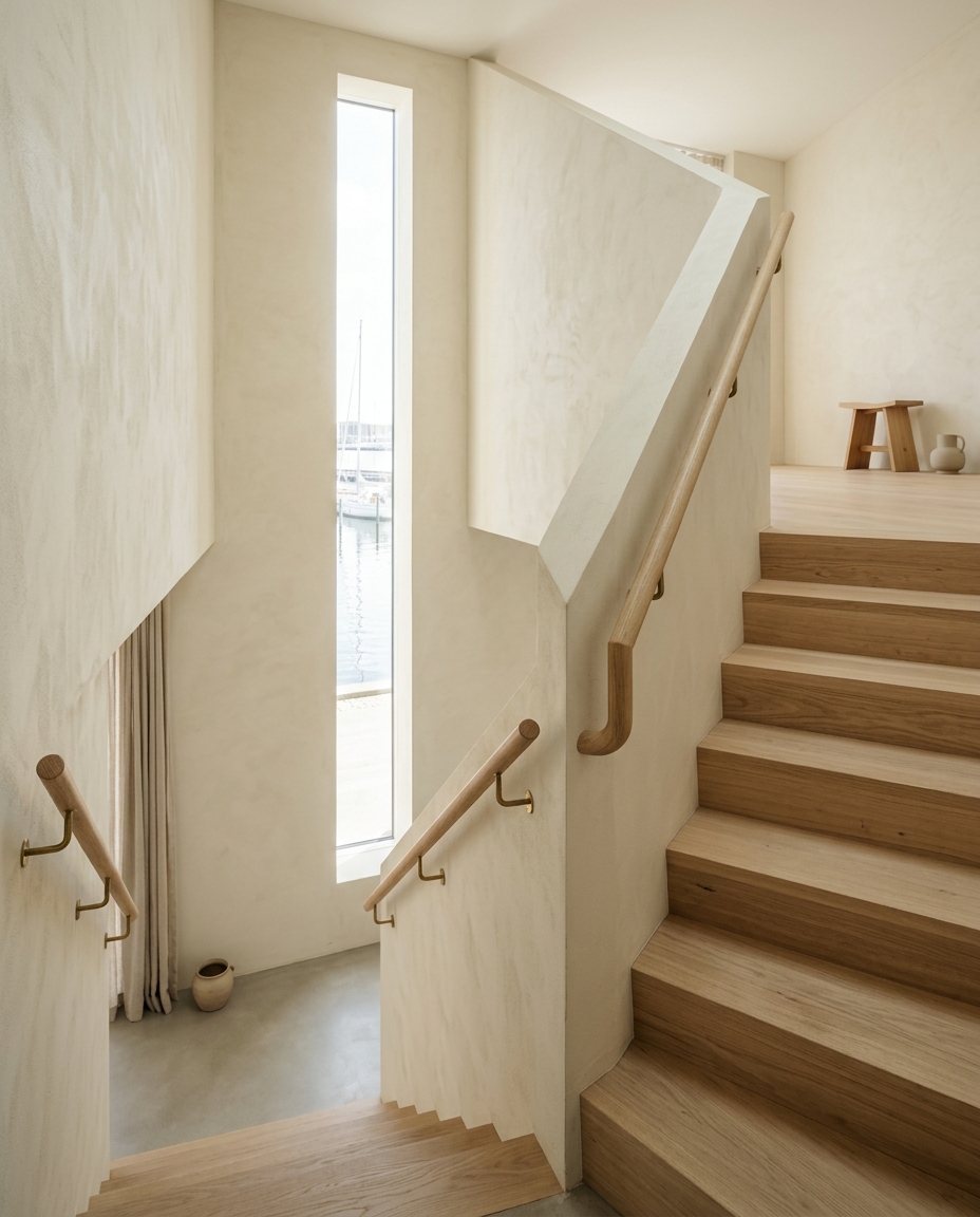 Vaucluse Paper — white oak stair between rotated volumes